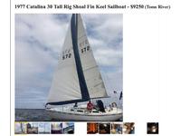 1977 Toms River New Jersey 30 Catalina 30 Tall Rig