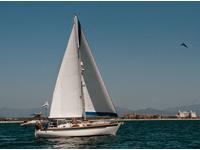 1986 Mexico Puerto Vallarta  43 Slocum 43 Cutter aft cockpit with boom furler